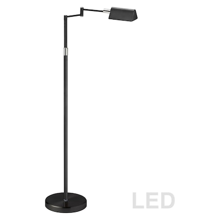 Dainolite 9W Led Swing Arm Floor Lamp, Black Finish, 586326 9257LEDF-BK